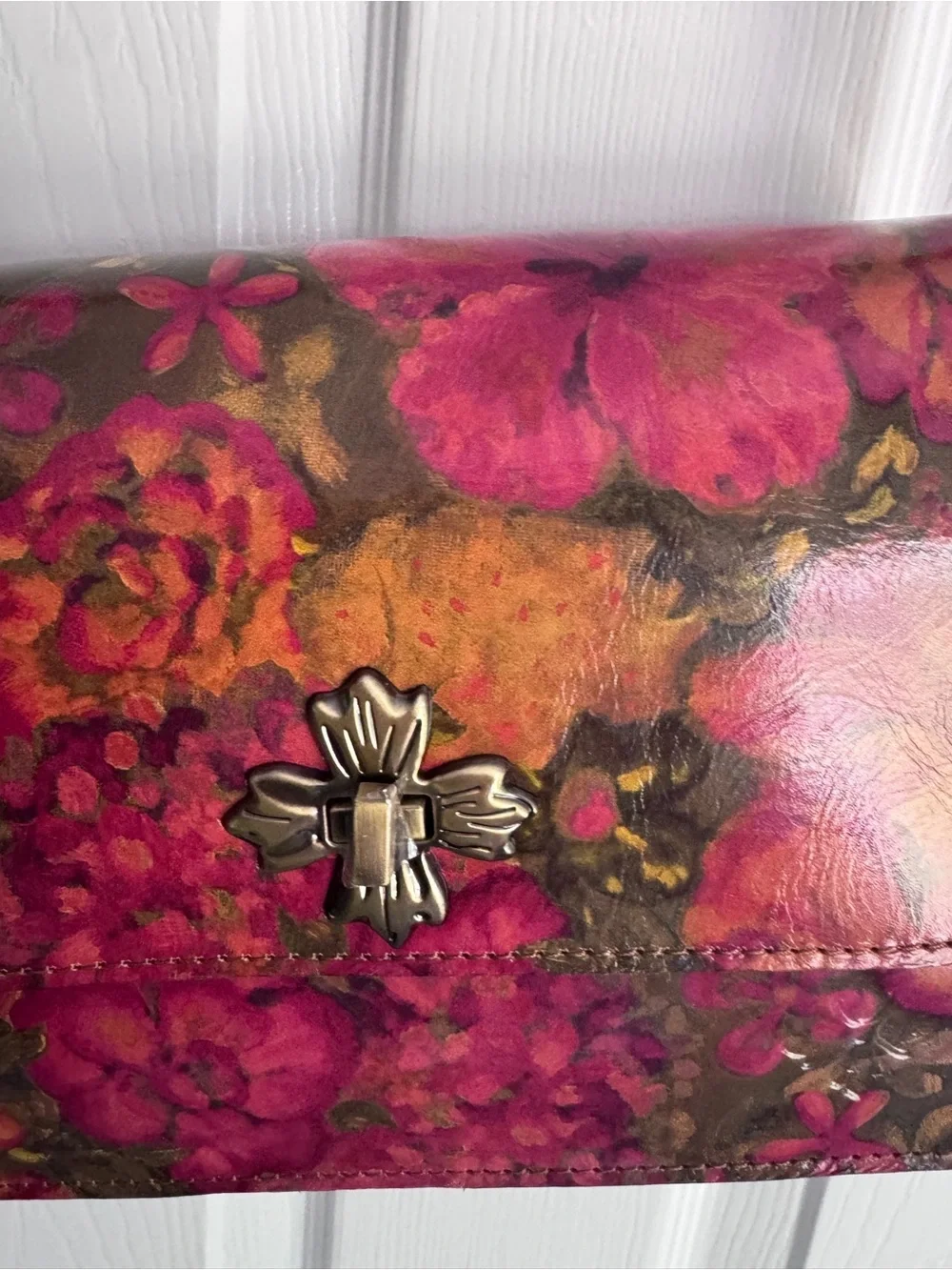 🆕 Patricia Nash Leather Crossbody Floral Oil Painting Consilina Purse - Picture 3 of 14